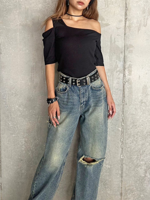 アシメデザインカットリブTOP